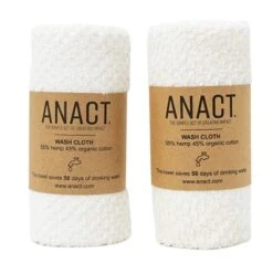 Sustainable Hemp & Organic Cotton Facial Washcloths, 2-Pack -Zero Waste Store anact wash towel 2 pack 1161508469