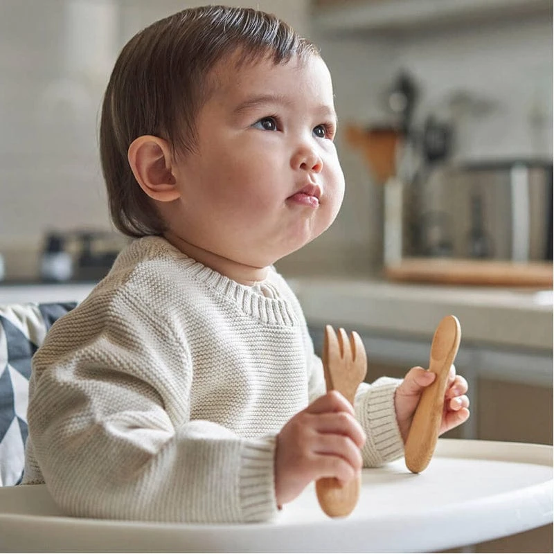 Organic Bamboo Baby Fork & Spoon 1 Organic Bamboo Baby Fork & Spoon