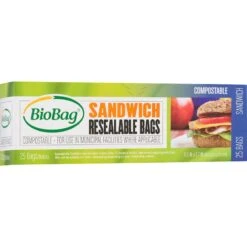 Compostable & Resealable Sandwich Bags - 25pk