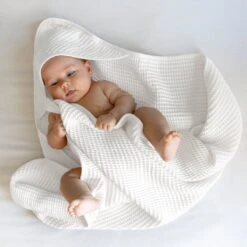 Waffle Hooded Baby Towel -Zero Waste Store ettitude cloud baby waffle hooded baby towel 33996737314927
