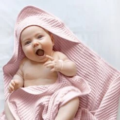 Waffle Hooded Baby Towel -Zero Waste Store ettitude rose baby waffle hooded baby towel 33996736954479