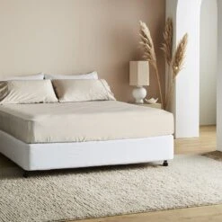 Signature Sateen Fitted Sheet - 10 Color Options -Zero Waste Store ettitude sand twin xl signature sateen fitted sheet 33996752486511