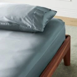 Signature Sateen Fitted Sheet - 10 Color Options -Zero Waste Store ettitude sea queen signature sateen fitted sheet 33996754223215