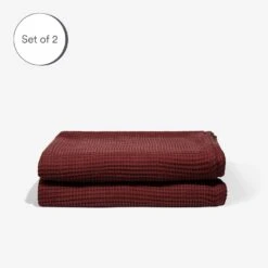 Waffle Towel 2-Pack - 6 Color Options 27 Waffle Towel 2-Pack - 6 Color Options -Zero Waste Store ettitude sumac hand towel waffle towels 33996751437935