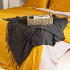 Vegan Cashmere Woven Throw Blanket -Zero Waste Store ettitude vegan cashmere woven throw blanket 33996740657263