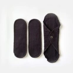 Reusable Day Pad - Reusable Period Pad, 100% Cotton, Handmade, 1 Pad W/ 2 Inserts -Zero Waste Store gladrags reusable black day pad 30015088787567