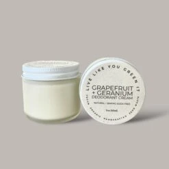 Natural Deodorant Cream - Vegan Deodorant, Baking Soda Free, Plastic Free, Organic -Zero Waste Store live like you green it grapefruit geranium 2oz natural deodorant cream vegan deodorant baking soda free plastic free organic 33604363321455