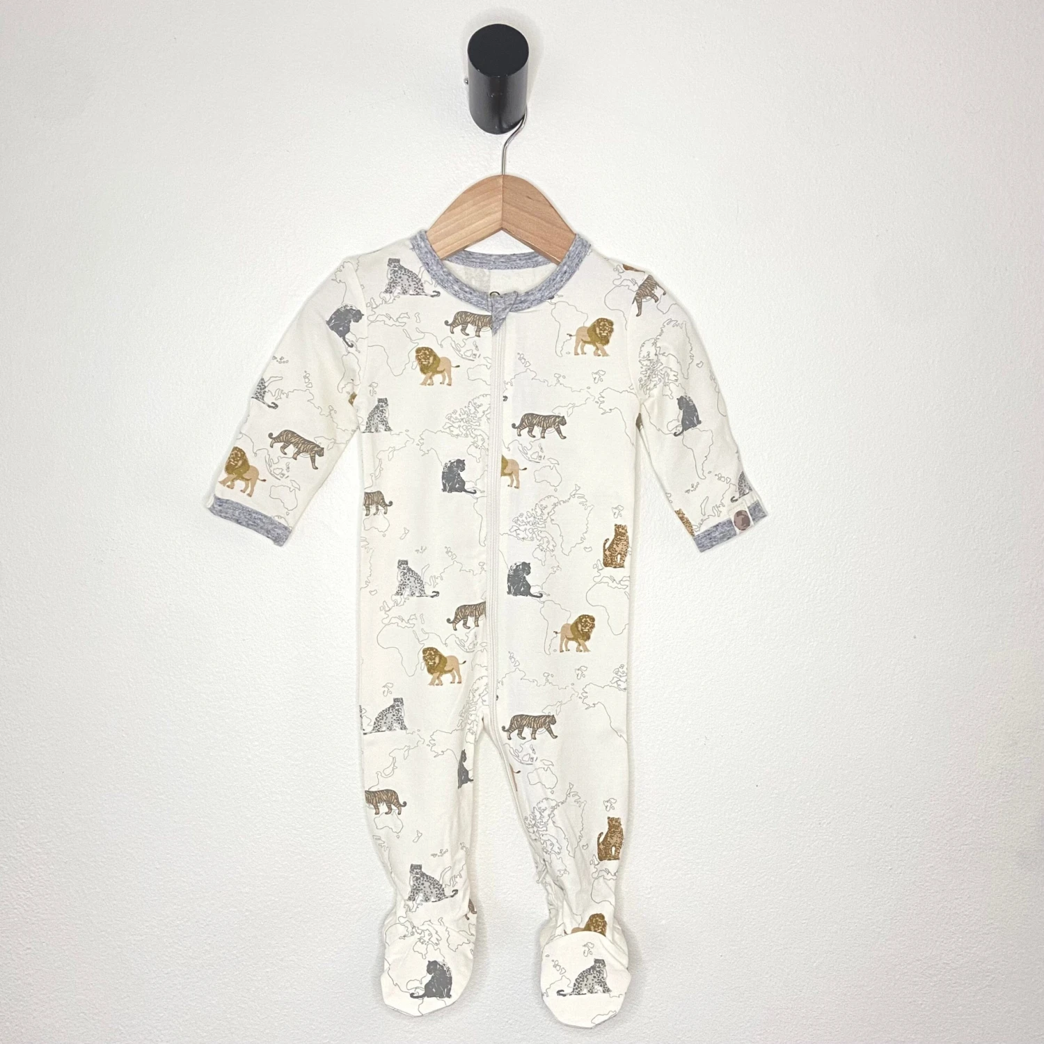 Big Cats Print Baby Footie, Infant Pajamas 2 Big Cats Print Baby Footie, Infant Pajamas - Image 2