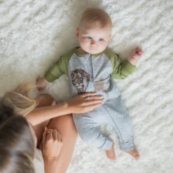 Lion Print Baby Jumpsuit – Organic, Long Sleeve, Non-Footed