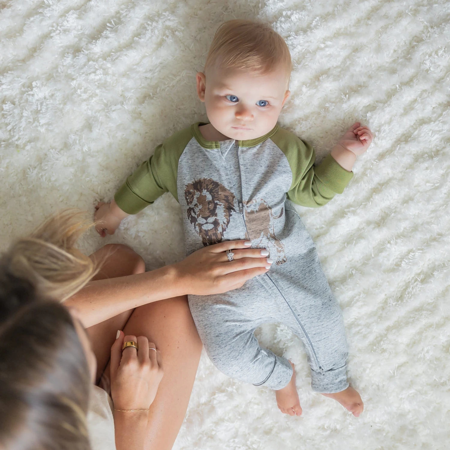 Lion Print Baby Jumpsuit – Organic, Long Sleeve, Non-Footed 1 Lion Print Baby Jumpsuit – Organic, Long Sleeve, Non-Footed