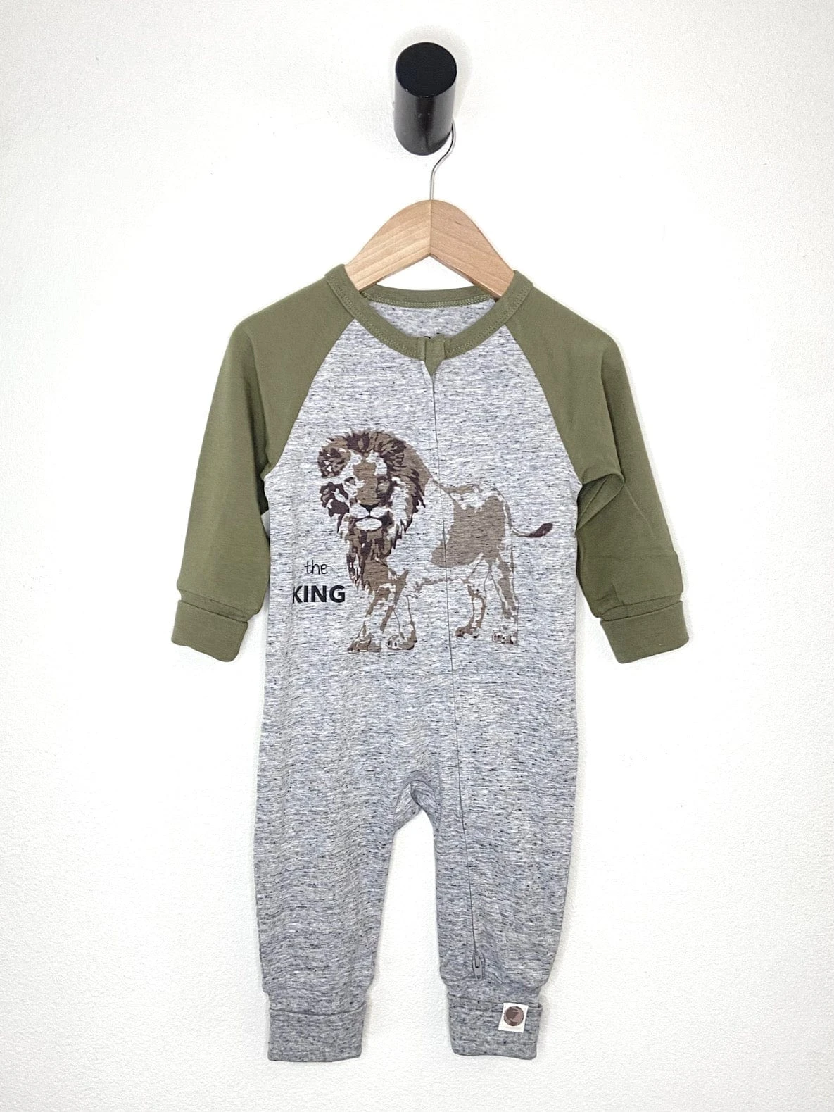 Lion Print Baby Jumpsuit – Organic, Long Sleeve, Non-Footed 2 Lion Print Baby Jumpsuit – Organic, Long Sleeve, Non-Footed - Image 2