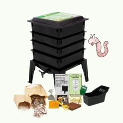 Worm Factory Compost System - Worm Composting Bin, Made In USA, Recycled Plastic, 6 Trays 6 Worm Factory Compost System - Worm Composting Bin, Made In USA, Recycled Plastic, 6 Trays -Zero Waste Store nature s footprint with worms worm factory compost system 30027846385775
