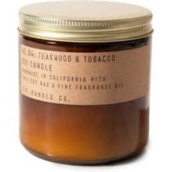 Teakwood Soy Candle -Zero Waste Store p f candle co standard 7 2oz teakwood tobacco soy candle 33326526005359