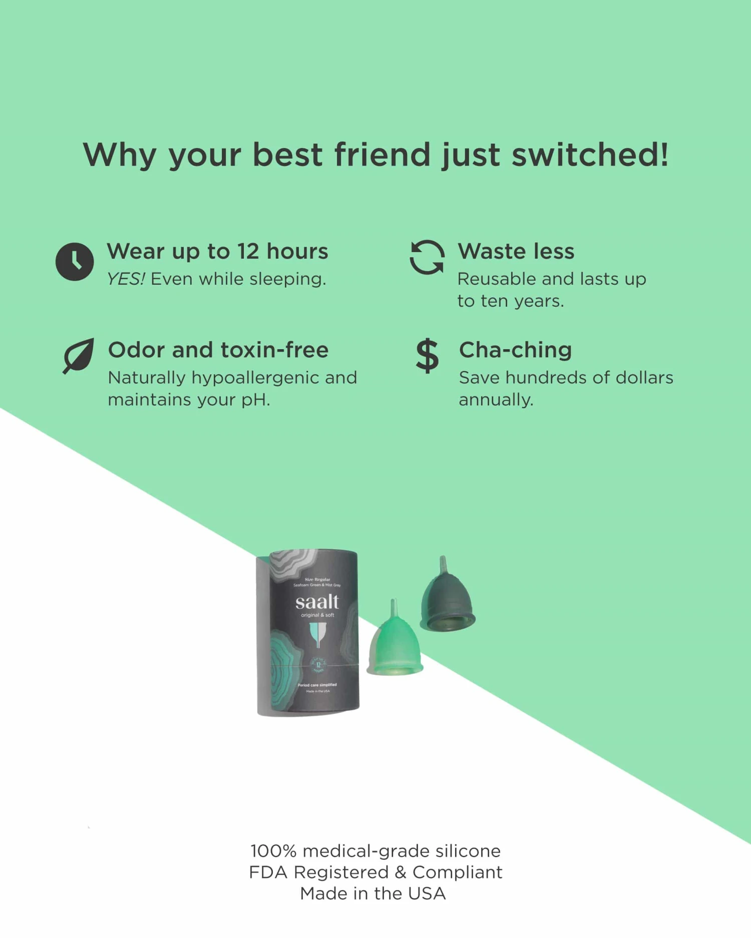 Saalt Twin Pack – Menstrual Cups (Original + Soft) 3 Saalt Twin Pack – Menstrual Cups (Original + Soft) - Image 3