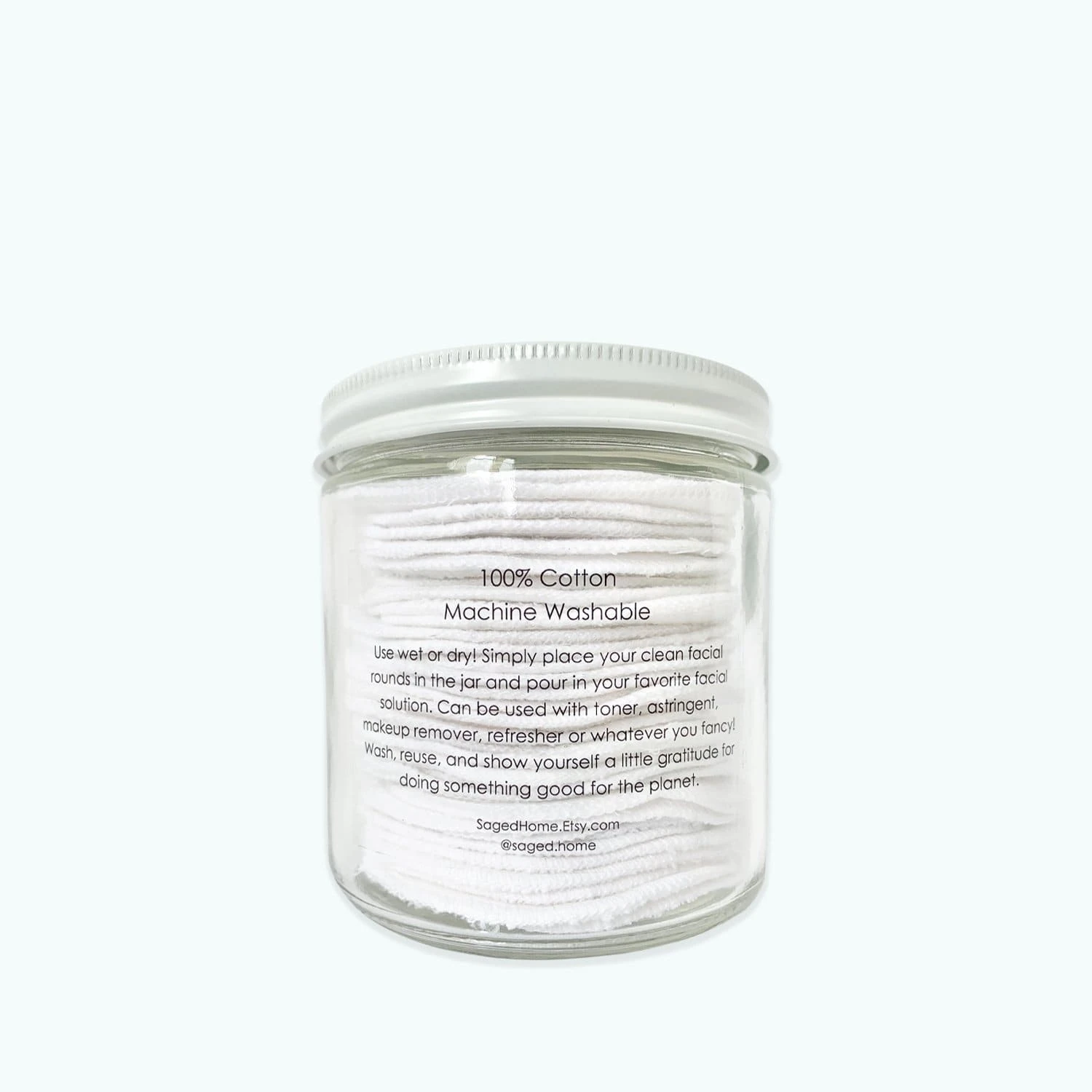 Cotton Facial Rounds In Jar- Reusable Facial Rounds, Washable & Reusable, 100% Organic Cotton Flannel, 30 Pack, In Jar 5 Cotton Facial Rounds In Jar- Reusable Facial Rounds, Washable & Reusable, 100% Organic Cotton Flannel, 30 Pack, In Jar - Image 5