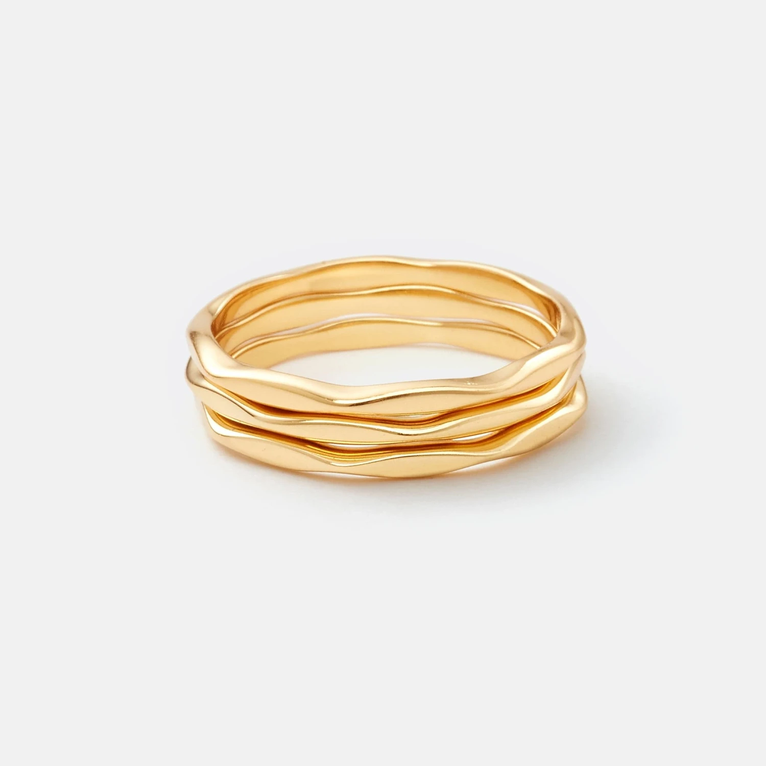 Gold Hammered Stacking Rings - Set Of 3 2 Gold Hammered Stacking Rings - Set Of 3 - Image 2