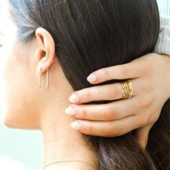 Gold Hammered Stacking Rings - Set Of 3 9 Gold Hammered Stacking Rings - Set Of 3 -Zero Waste Store sara patino jewelry gold hammered stacking rings set of 3 59439035253105