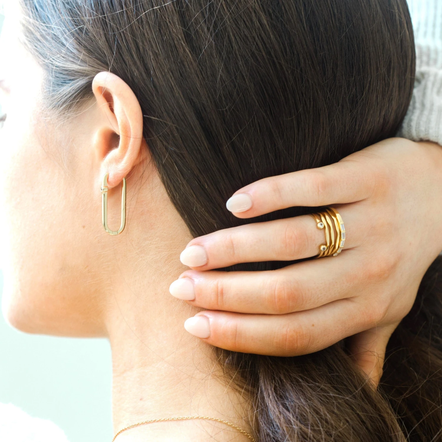 Gold Hammered Stacking Rings - Set Of 3 5 Gold Hammered Stacking Rings - Set Of 3 - Image 5