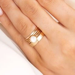Gold Round Pearl Ring -Zero Waste Store sara patino jewelry gold round pearl ring 59439065235825