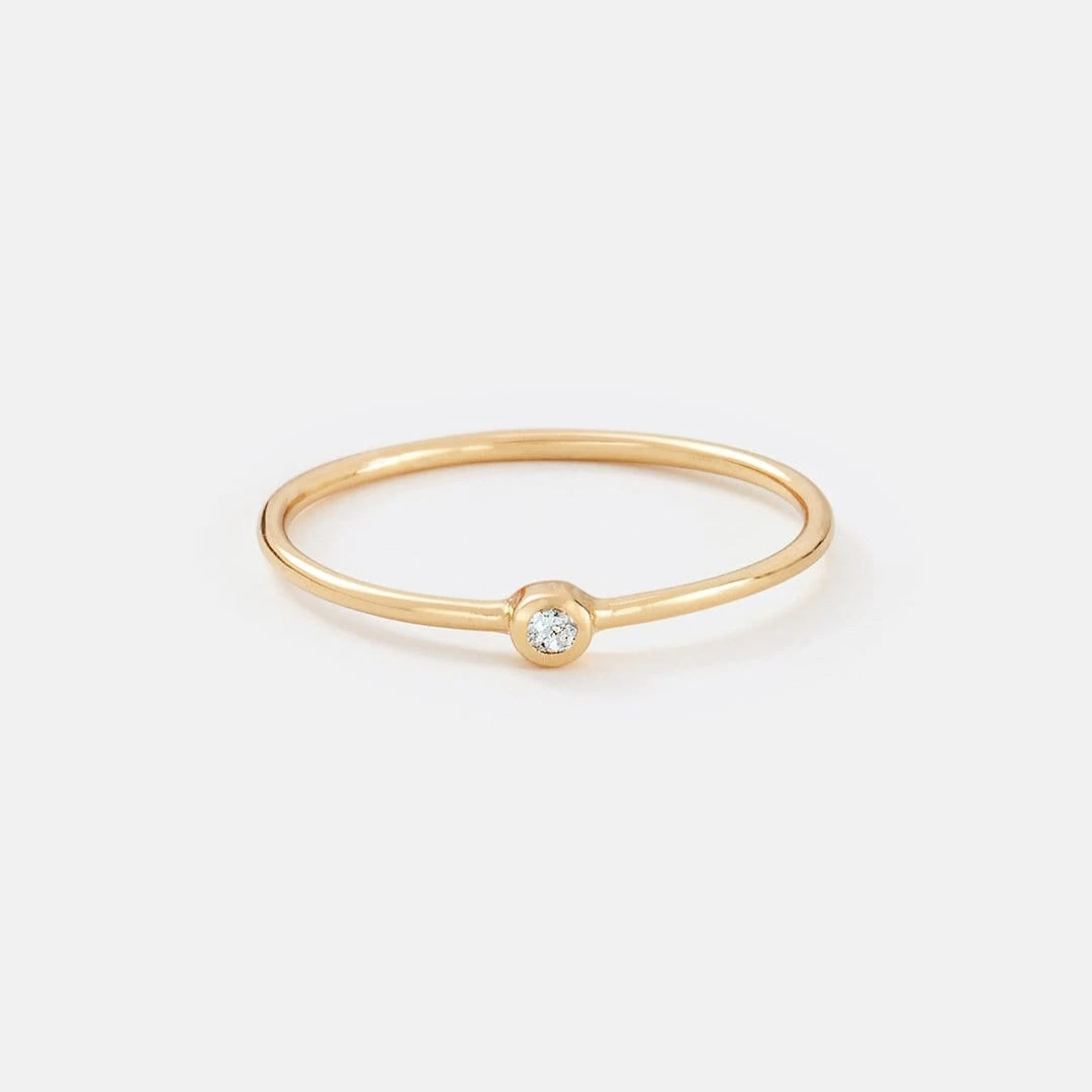 Gold Small Sparkling White Topaz Ring 2 Gold Small Sparkling White Topaz Ring - Image 2