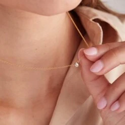 Gold Tiny White Topaz Necklace 6 Gold Tiny White Topaz Necklace -Zero Waste Store sara patino jewelry gold tiny white topaz necklace 59439045738865