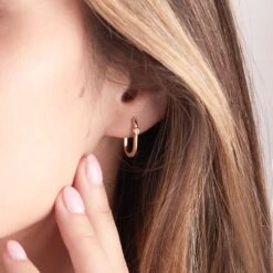 Reversible Midi Gold Hoop With White Topaz