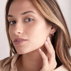 Reversible Midi Gold Hoop With White Topaz -Zero Waste Store sara patino jewelry reversible midi gold hoop with white topaz 59439071756657