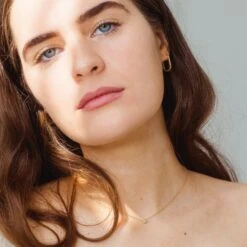 Reversible Midi Gold Hoop With White Topaz -Zero Waste Store sara patino jewelry reversible midi gold hoop with white topaz 59439071822193