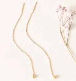 Recycled Ball & Chain Threaders -Zero Waste Store shop wellthy gold vermeil recycled ball chain threaders 30041632637039