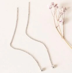 Recycled Ball & Chain Threaders -Zero Waste Store shop wellthy sterling silver recycled ball chain threaders 30041632669807