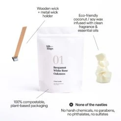 Bergamot, White Rose, Oakmoss Candle Refill Kit -Zero Waste Store siblings no 01 bergamot white rose oakmoss 1168157931