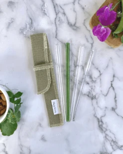 Simply Straws Glass Straw Sleeve Set 10 Simply Straws Glass Straw Sleeve Set -Zero Waste Store simply straws olive yellow simply straws glass straw sleeve set 1160051046