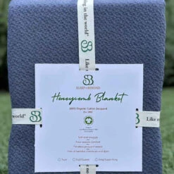 100% Organic Cotton Honeycomb Jacquard Blanket -Zero Waste Store sleep beyond 100 organic cotton honeycomb jacquard blanket 1175200314