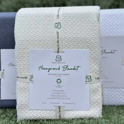 100% Organic Cotton Honeycomb Jacquard Blanket -Zero Waste Store sleep beyond 100 organic cotton honeycomb jacquard blanket 1175200317