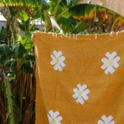 Recycled Beach Throws -Zero Waste Store sundream coffee flora gold throw 83 x 52 inches recycled beach throws 32503137009775