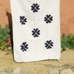 Recycled Beach Throws -Zero Waste Store sundream coffee flora navy throw 83 x 52 inches recycled beach throws 32503156834415