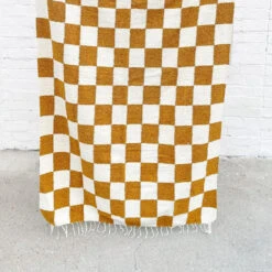 Recycled Beach Throws -Zero Waste Store sundream coffee gold checkered throw 83 x 52 inches recycled beach throws 31942801457263