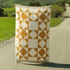 Recycled Beach Throws -Zero Waste Store sundream coffee patchwork sun gold 83 x 52 inches recycled beach throws 32501613428847