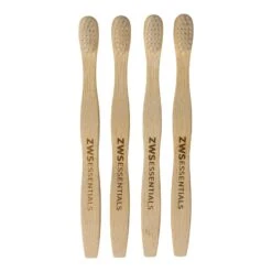Bamboo Toothbrush -Zero Waste Store zero waste store 4 pack bamboo toothbrush adult zero waste toothbrush plastic free compostable castor bean bristles 30604120260719