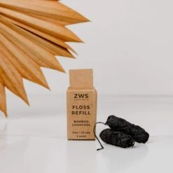 Bamboo Charcoal Floss -Zero Waste Store zero waste store bamboo charcoal floss refill 2 pack bamboo charcoal floss zero waste dental floss 30m vegan biodegradable refillable 30693522112623