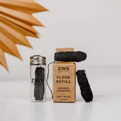 Bamboo Charcoal Floss -Zero Waste Store zero waste store bamboo charcoal floss zero waste dental floss 30m vegan biodegradable refillable 30693524209775