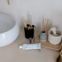 Zero Waste Brush Holder- Bamboo Fiber & Corn Starch, White Or Black -Zero Waste Store zero waste store zero waste toothbrush holder plastic free bathroom bamboo fiber corn starch white or black 30471013924975