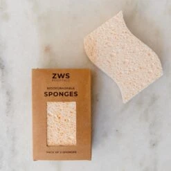 Cellulose Kitchen Sponges -Zero Waste Store zws essentials biodegradable kitchen sponges zero waste sponges 100 wood pulp 32446632001647