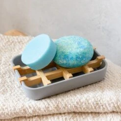 Bamboo Soap Dish -Zero Waste Store zws essentials grey bamboo soap dish plastic free soap dish bamboo corn starch compostable 33042787074159