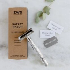 Zero Waste Safety Razor - Sustainable Razor - Single Blade, 10 Free Blades -Zero Waste Store zws essentials long handle zero waste safety razor sustainable razor stainless steel single blade 10 free blades 31801479921775