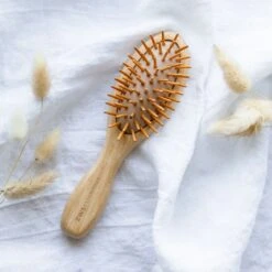 Mini Bamboo Hair Brush - Zero Waste Hair Brush, 100% Bamboo, Plastic Free, Compostable -Zero Waste Store zws essentials mini bamboo hairbrush zero waste hair brush 100 bamboo plastic free compostable 31246350647407