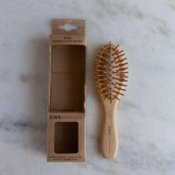Mini Bamboo Hair Brush - Zero Waste Hair Brush, 100% Bamboo, Plastic Free, Compostable -Zero Waste Store zws essentials mini bamboo hairbrush zero waste hair brush 100 bamboo plastic free compostable 31899387560047