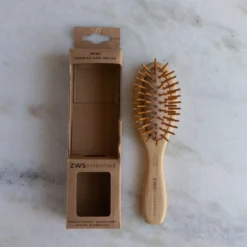 Mini Bamboo Hair Brush - Zero Waste Hair Brush, 100% Bamboo, Plastic Free, Compostable -Zero Waste Store zws essentials mini bamboo hairbrush zero waste hair brush 100 bamboo plastic free compostable 31899387560047 scaled
